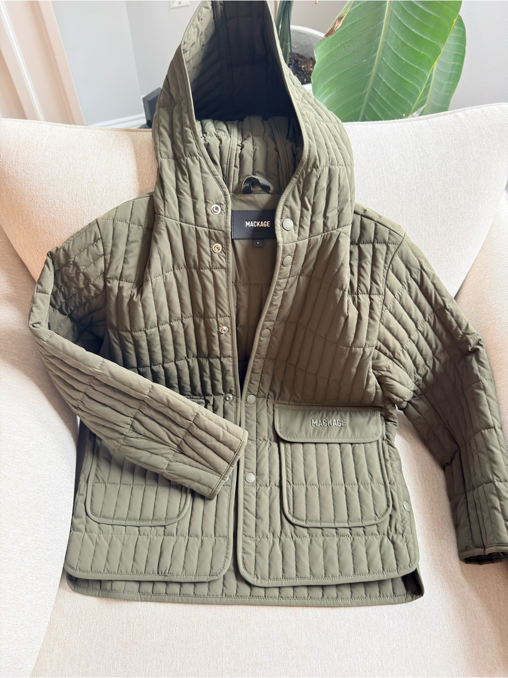 Mackage Quilted Hooded Kid’s Jacket - Olive Green